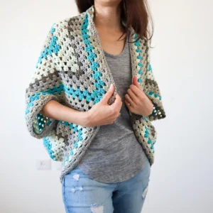 Continuous Granny Square Shrug Crochet Pattern – Multiple Sizes PDF